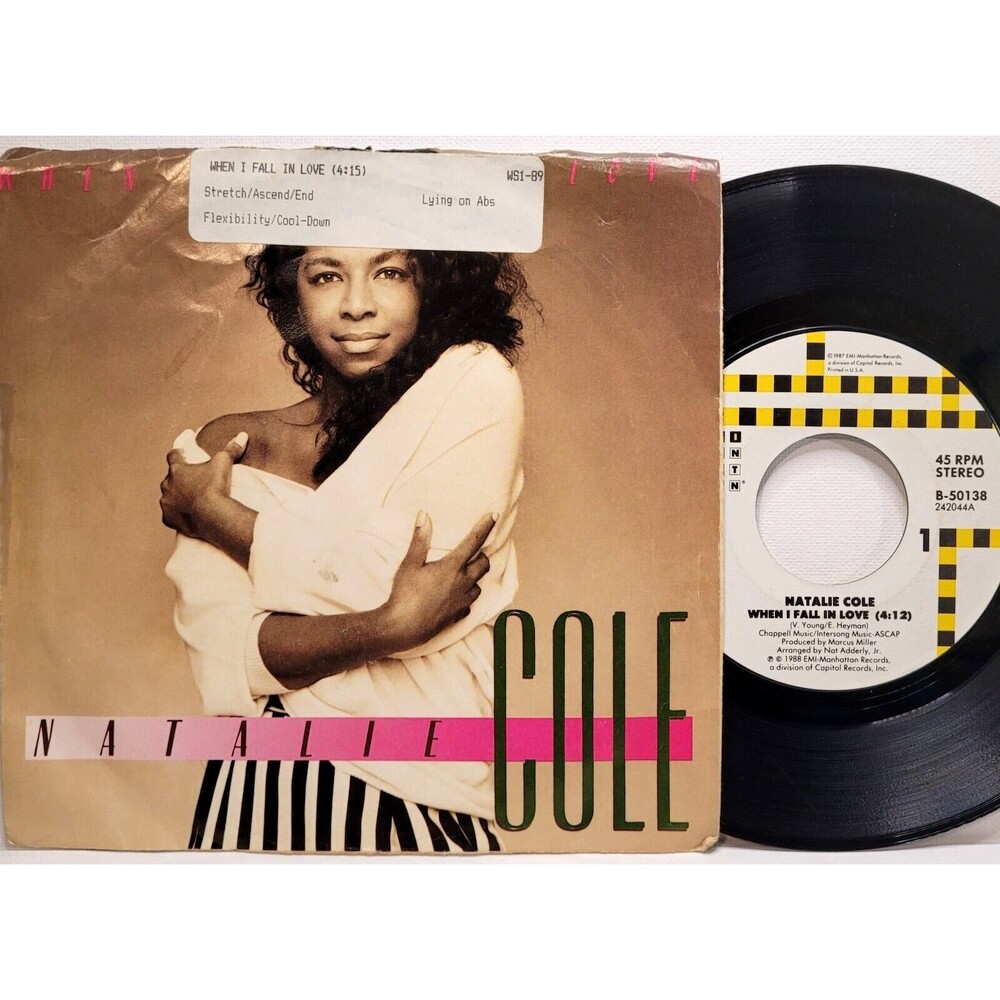 Natalie Cole ‎"When I Fall In Love / Pink Cadillac" 45 RPM w/PS 1988